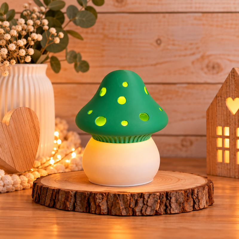 LED Pilzlampe aus PLA – gemütliche Dekolampe mit LED-Teelicht