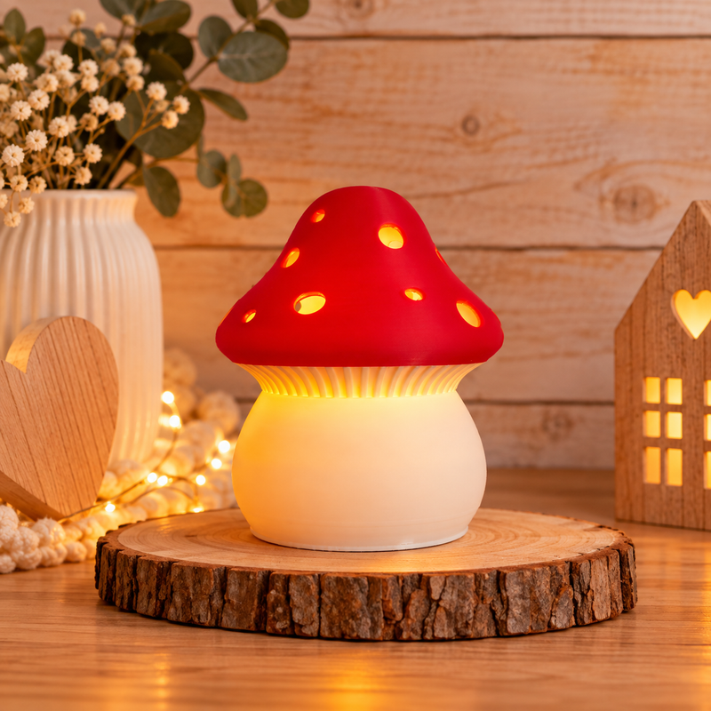 LED Pilzlampe aus PLA – gemütliche Dekolampe mit LED-Teelicht 🍄✨