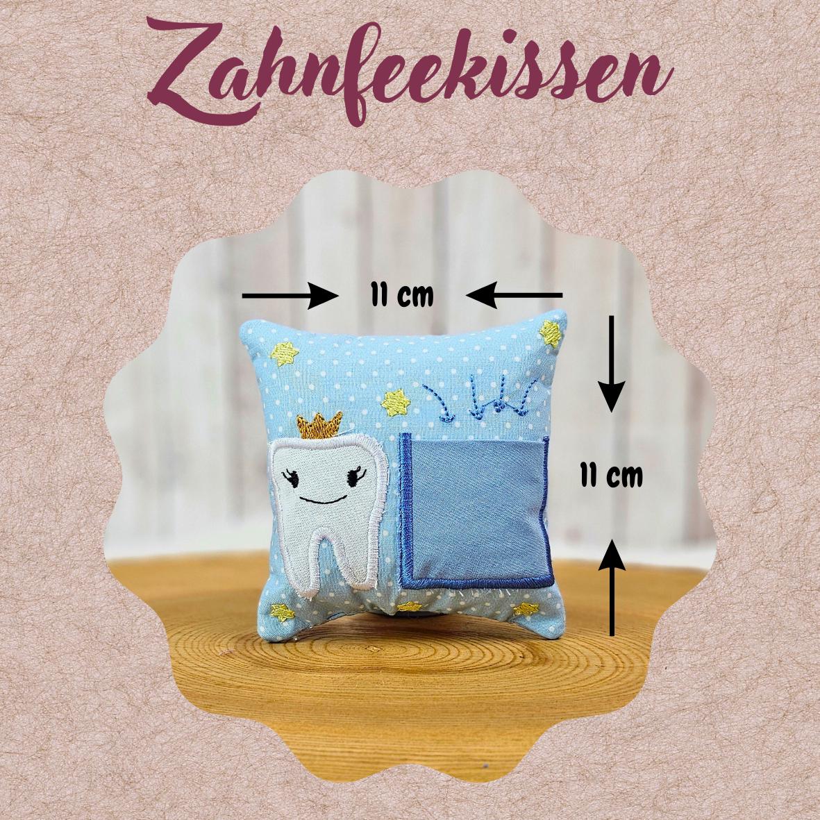Zahnfeekissen grün 11x11 cm – personalisierbar mit oder ohne Name, süßes Zahnfee Kissen