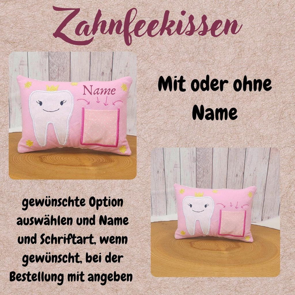 Zahnfeekissen, Zahnfee Kissen für Kinder, Zahnkissen mit Zahntasche, Zahnfee Geschenk, Milchzahn Kissen, Geschenk für Mädchen, handgemacht