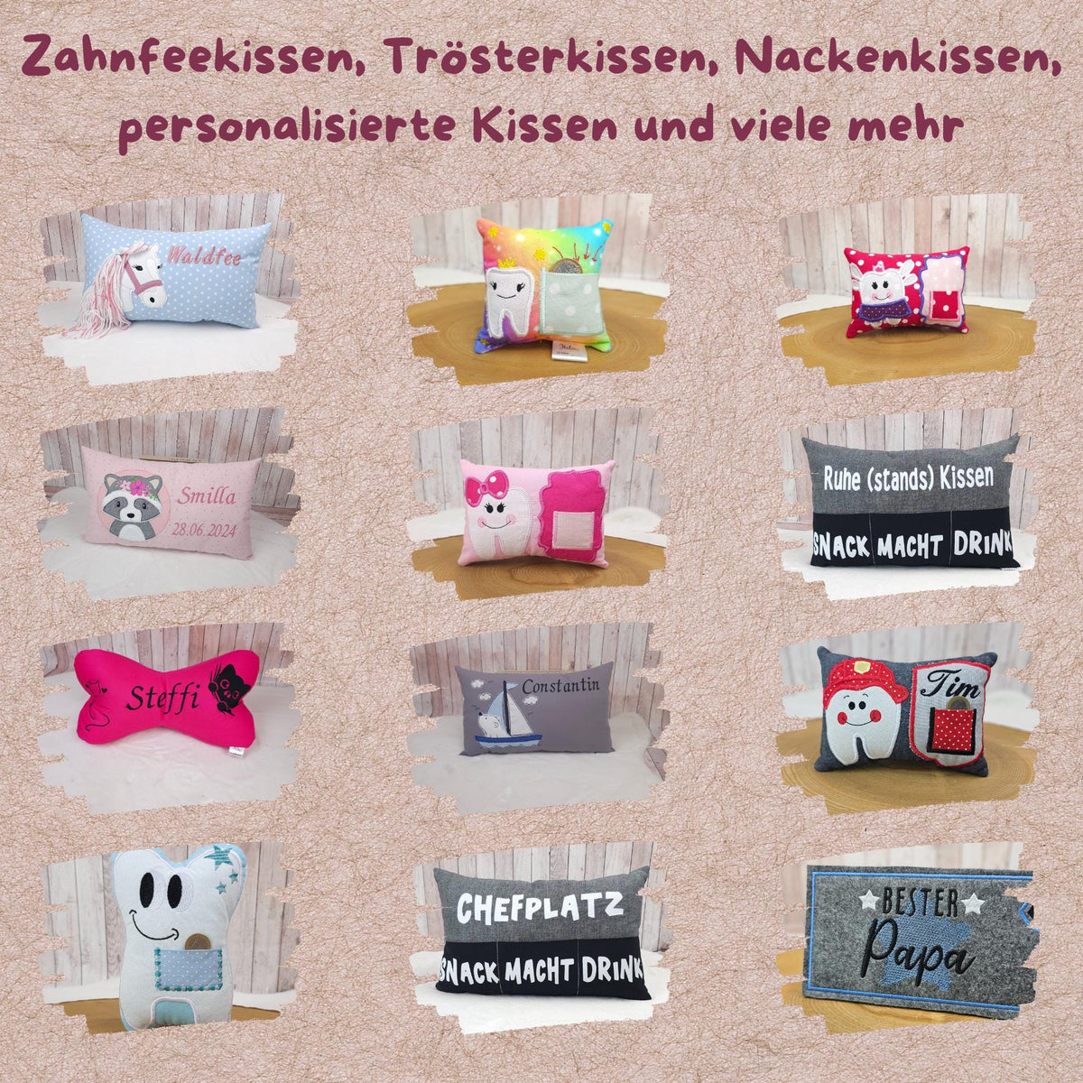 Zahnfeekissen, Zahnfee Kissen für Kinder, Zahnkissen mit Zahntasche, Zahnfee Geschenk, Milchzahn Kissen, Geschenk für Mädchen, handgemacht