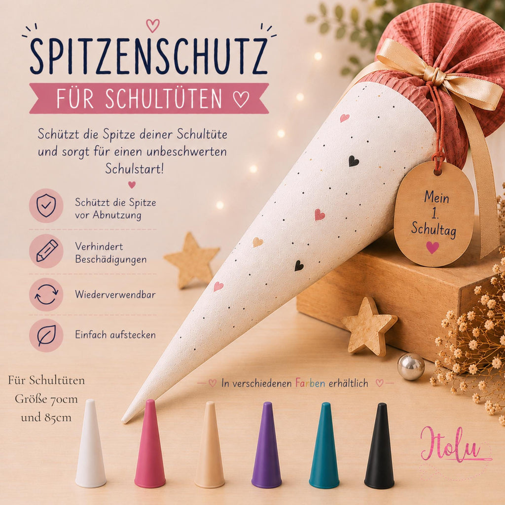 Spitzenschutz für Schultüten – schützt die Spitze vor Beschädigungen und ist in verschiedenen Farben erhältlich