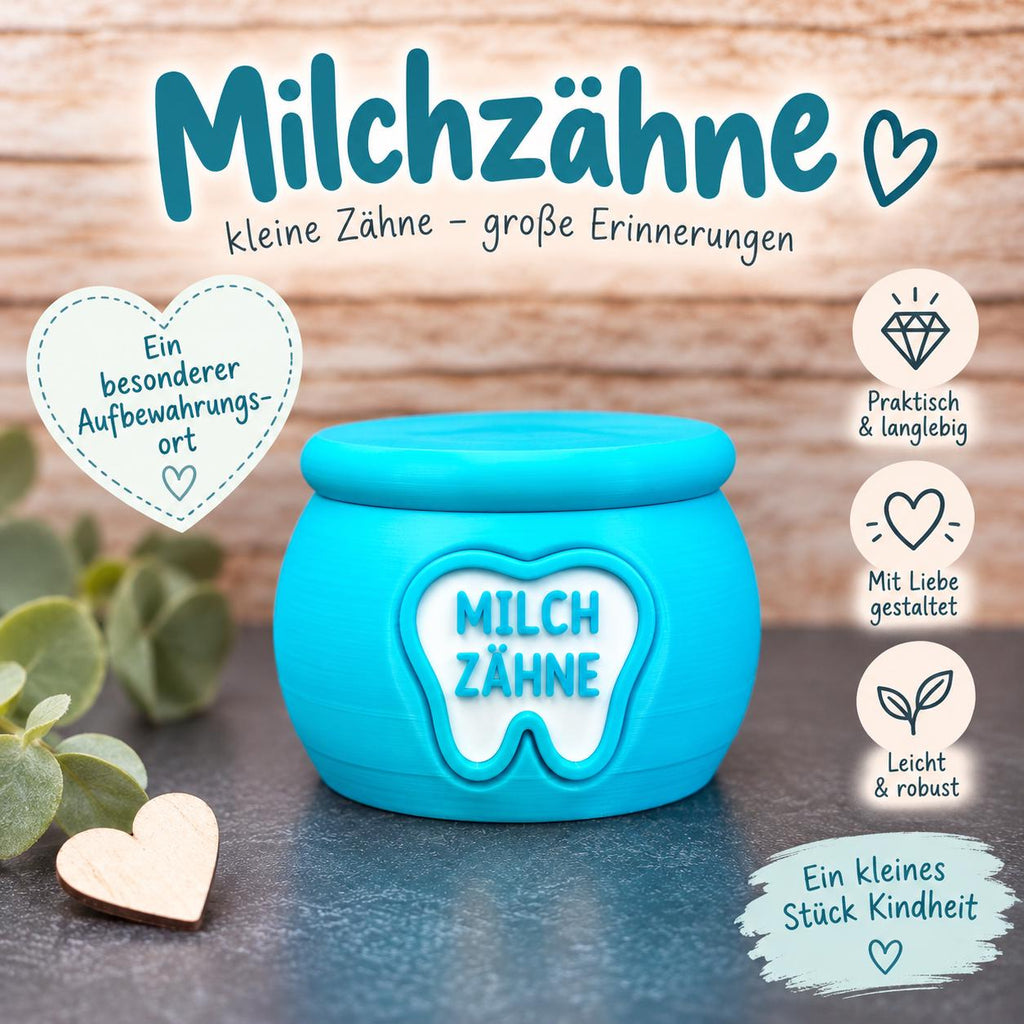 Zahndose für Milchzähne türkis – schöne Aufbewahrung für die ersten Zähne und Zahnfee Geschenk