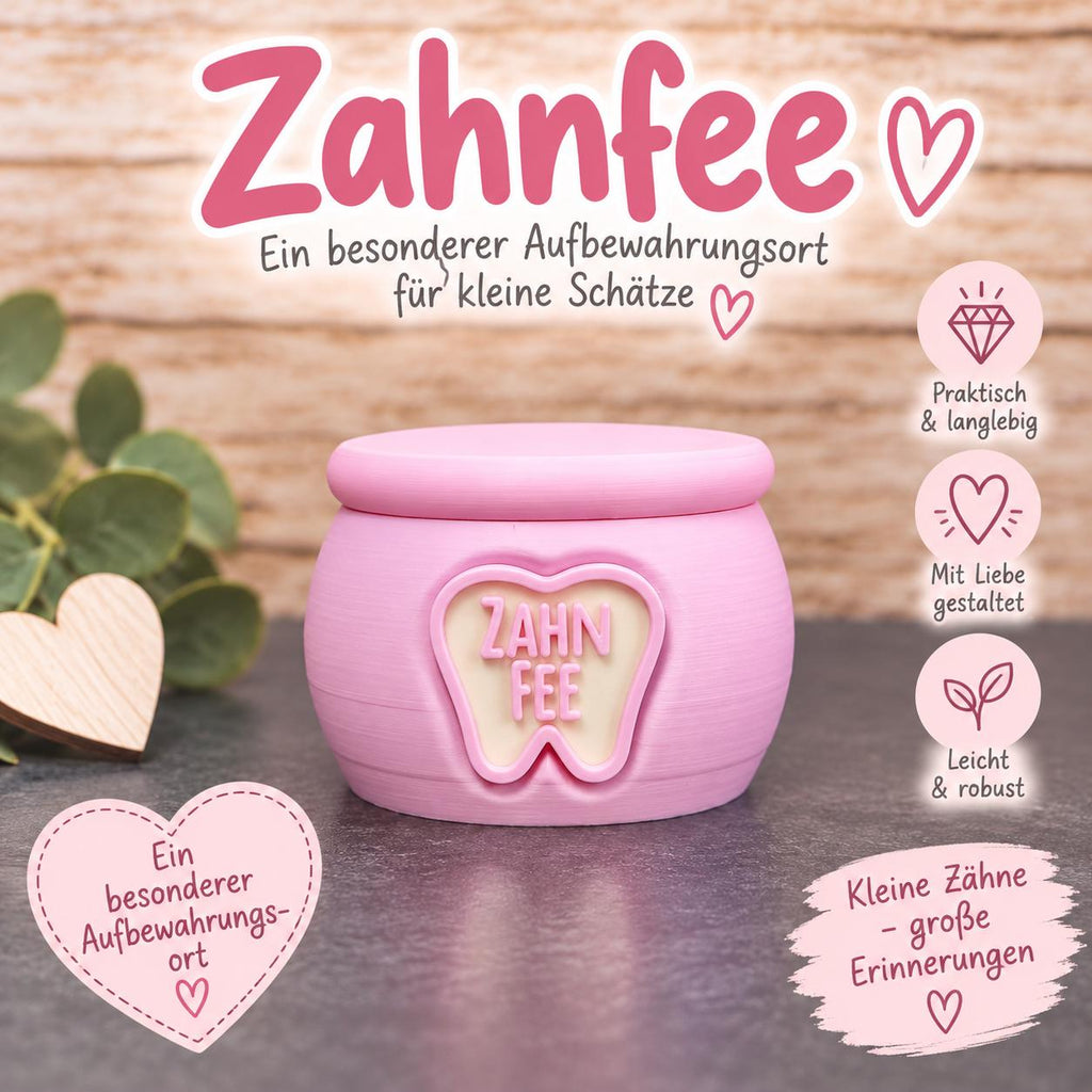 Zahndose für Milchzähne rosa – schöne Aufbewahrung für die ersten Zähne und Zahnfee Geschenk