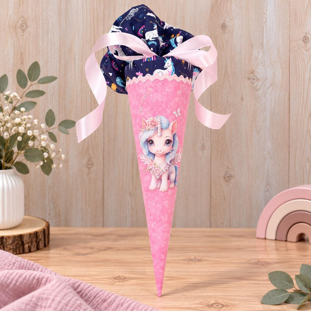 Kindergartentüte Einhorn, handgemachte Geschwistertüte für im Einhorn Design