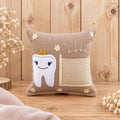 Zahnfeekissen braun 11×11 cm – Handgemacht mit Tasche | Zahnfee Geschenk für Kinder