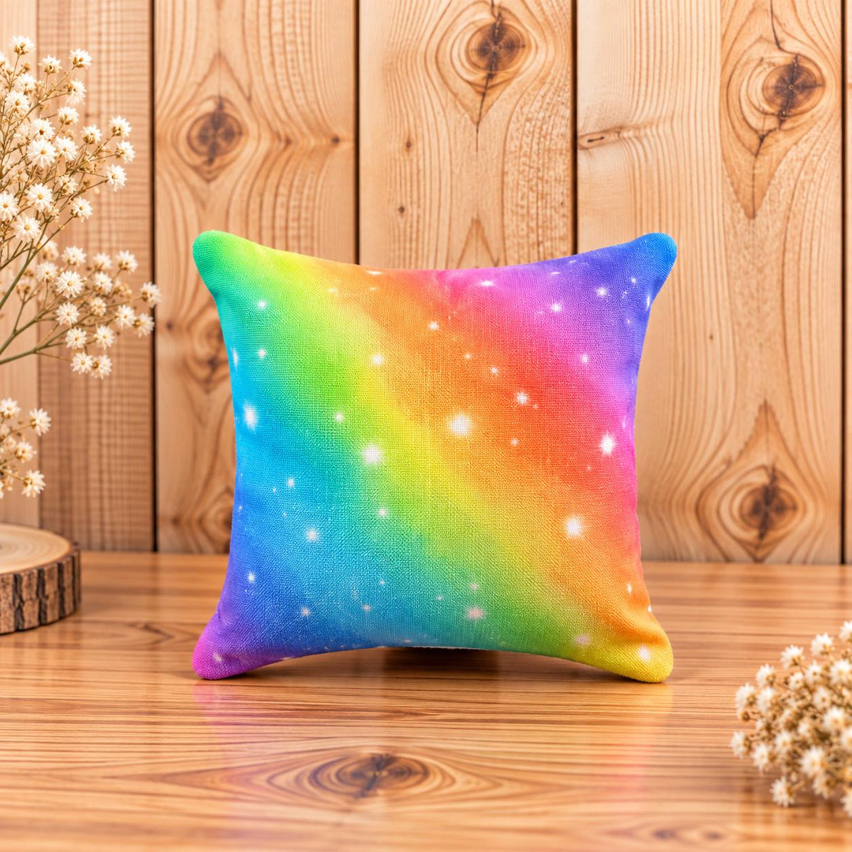 Zahnfeekissen Regenbogen 11×11 cm – Handgemacht mit Tasche | Zahnfee Geschenk für Kinder