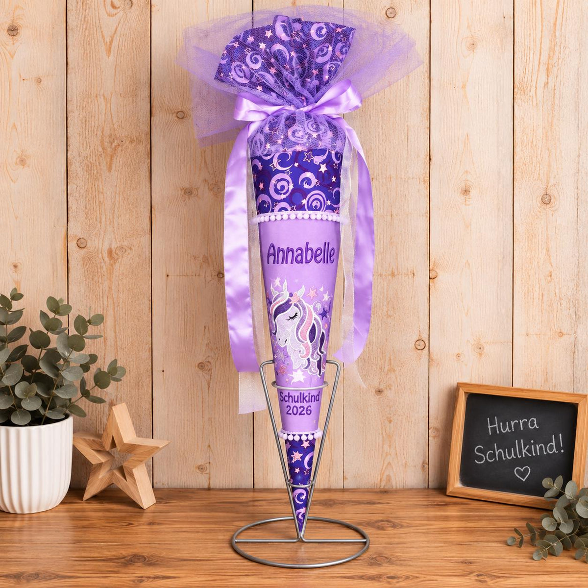 Schultüte passend zum Step by Step Pegasus Liv, personalisierte Stoff Schultüte, Einhorn Zuckertüte Mädchen, Einschulung
