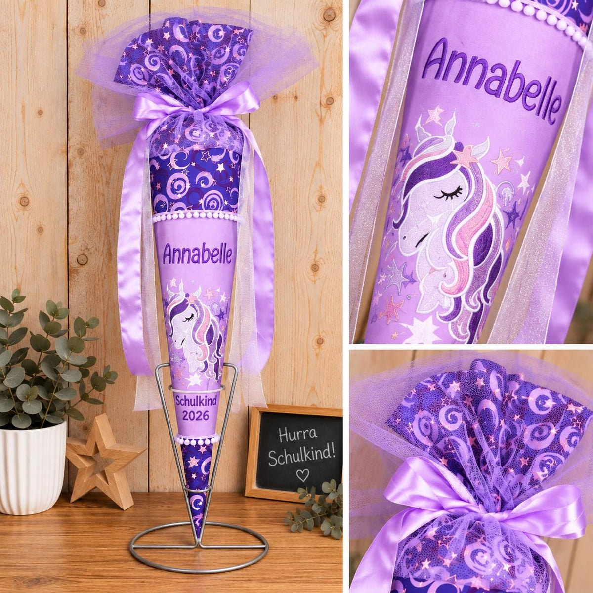 Schultüte passend zum Step by Step Pegasus Liv, personalisierte Stoff Schultüte, Einhorn Zuckertüte Mädchen, Einschulung