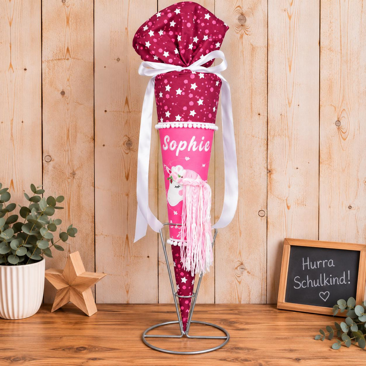 Schultüte passend zum Step by Step Sweet Unicorn Nuala, Einhorn Schultüte personalisiert, Stoff Zuckertüte Mädchen, Einschulung