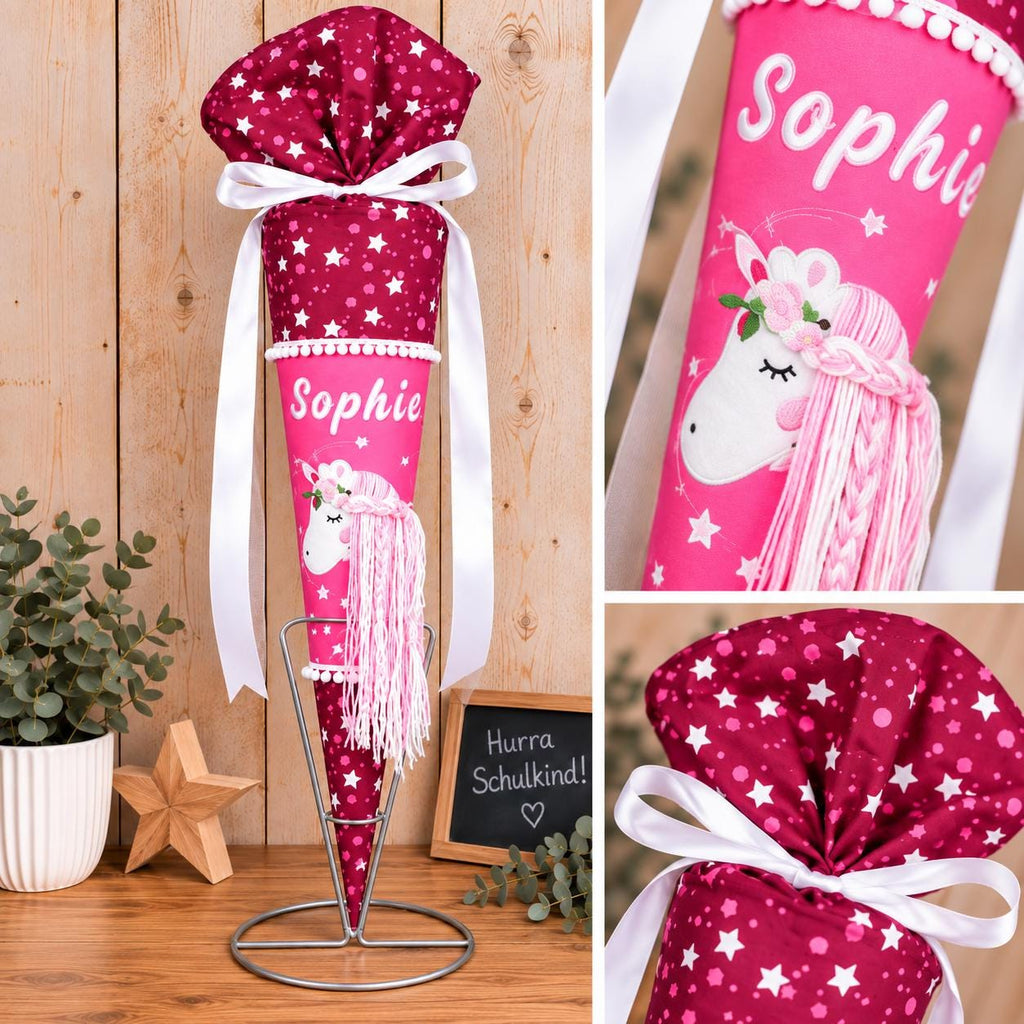 Schultüte passend zum Step by Step Sweet Unicorn Nuala, Einhorn Schultüte personalisiert, Stoff Zuckertüte Mädchen, Einschulung