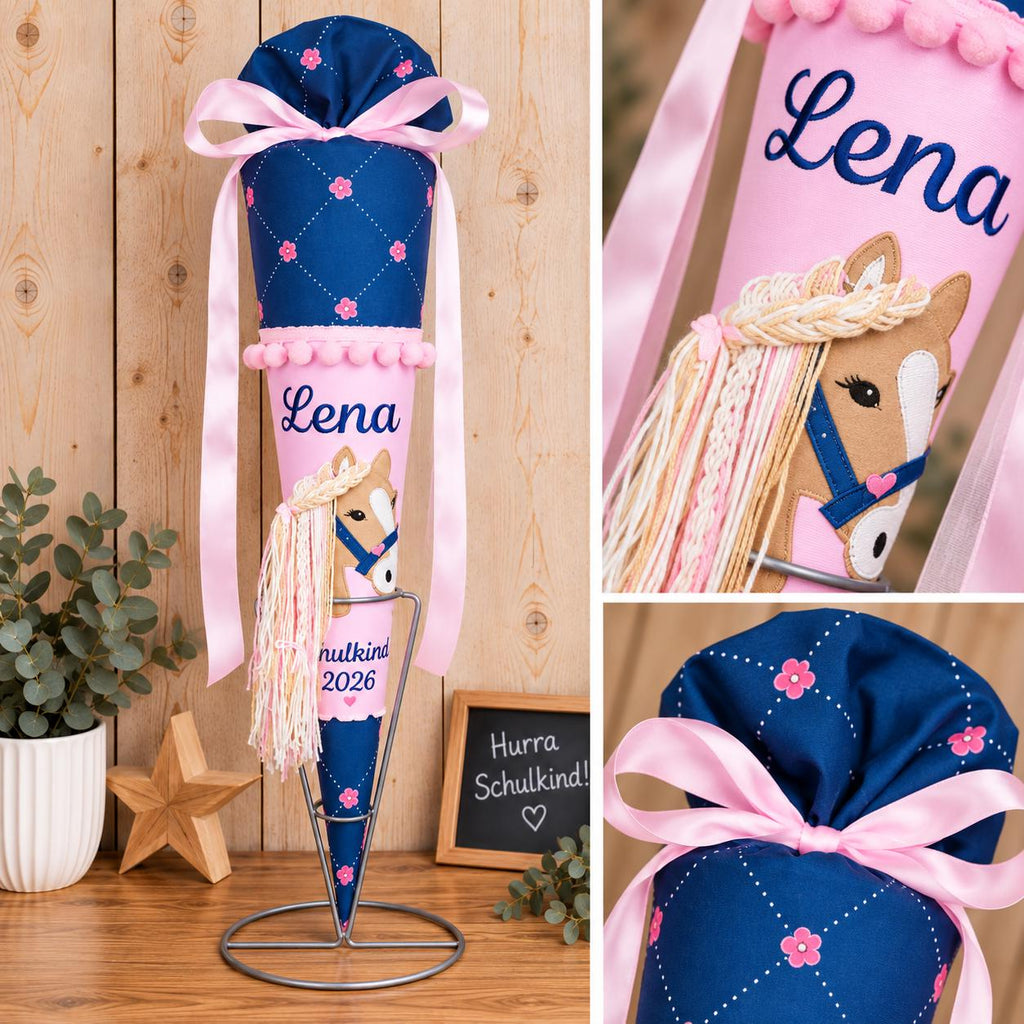 Personalisierte Pferde Schultüte passend zum Step by Step Horse Lima, Schultüte Mädchen, mit Pferd zur Einschulung
