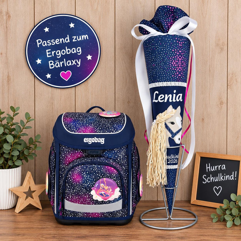 Personalisierte Schultüte passend zum Ergobag Bärlaxy, Pferde Schultüte für Mädchen zur Einschulung
