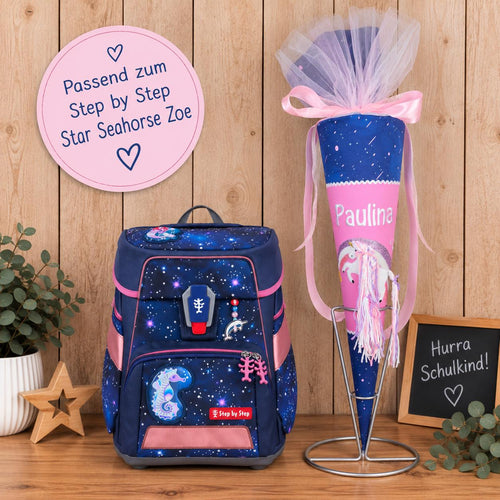 Einhorn Schultüte personalisiert passend zum Step by Step Star Seahorse Zoe, Schultüte Mädchen zur Einschulung