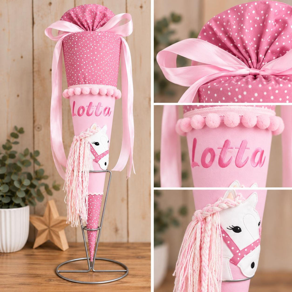 Schultüte Einhorn Mädchen personalisiert mit Name rosa Zuckertüte zur Einschulung Stoff Schultüte