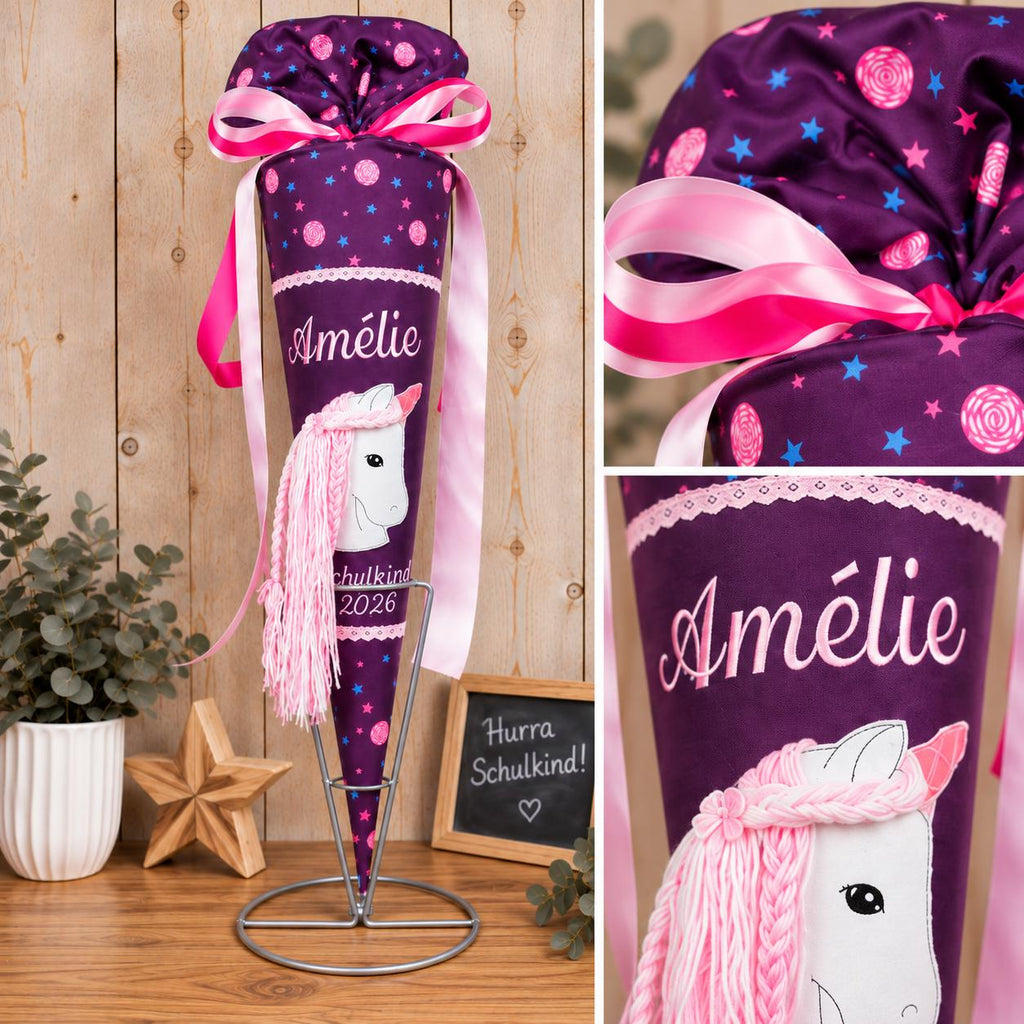 Schultüte Einhorn passend zum Step by Step Dreamy Unicorn Nuala, personalisierte Zuckertüte mit Name zur Einschulung