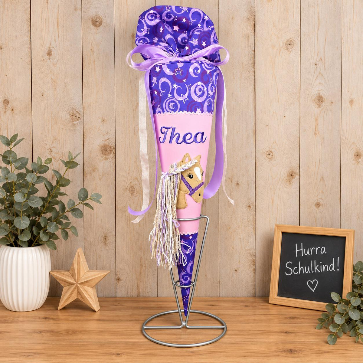 Schultüte passend zum Step by Step Pegasus Liv, personalisierte Stoff Schultüte, Pferde Zuckertüte Mädchen, Einschulung