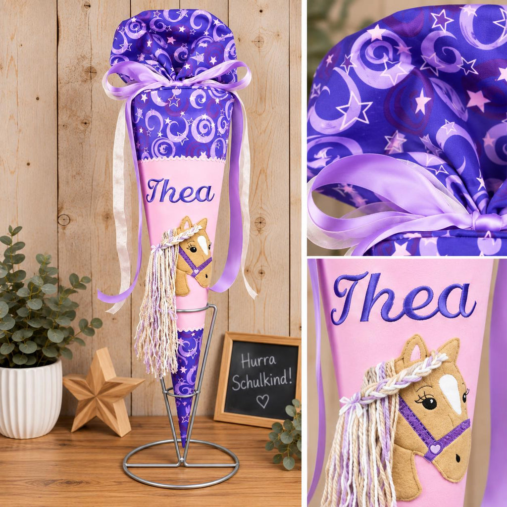 Schultüte passend zum Step by Step Pegasus Liv, personalisierte Stoff Schultüte, Pferde Zuckertüte Mädchen, Einschulung