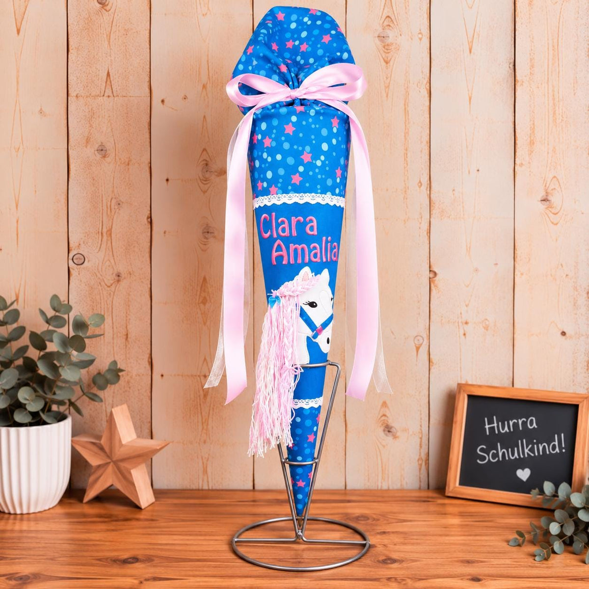 Stoffschultüte passend Step by Step Mermaid Lola, Einschulung Mädchen, personalisierte Schultüte mit Pferdemotiv