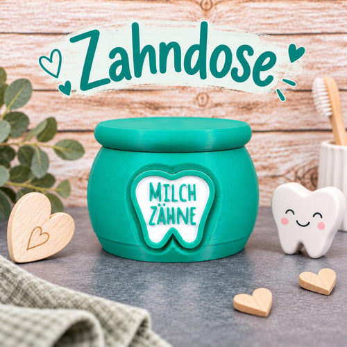 Grüne Zahndose für Milchzähne zur Aufbewahrung für Kinder und als schönes Zahnfee Geschenk