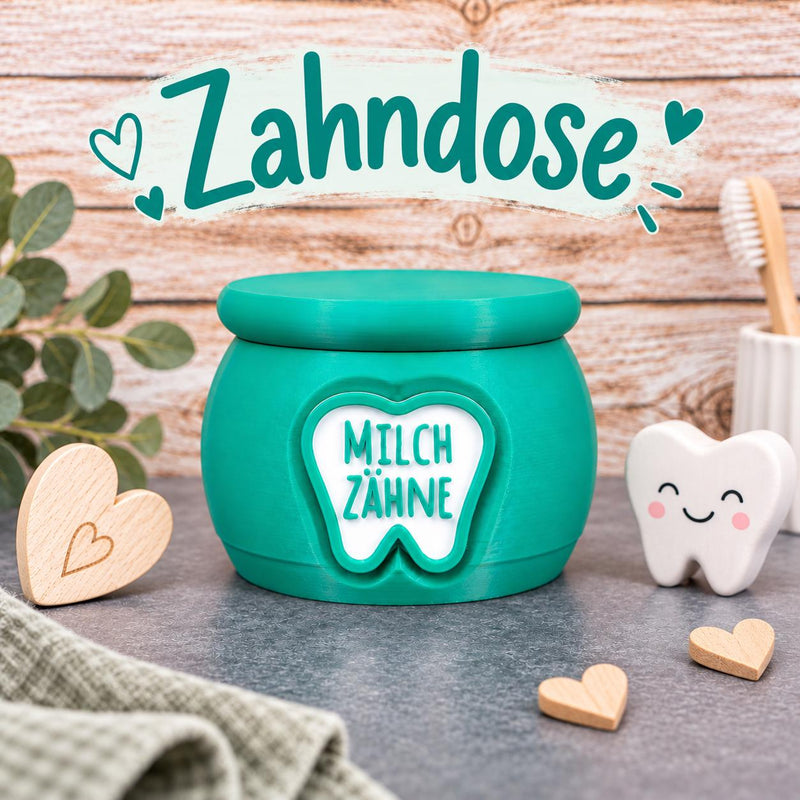 Grüne Zahndose für Milchzähne zur Aufbewahrung für Kinder und als schönes Zahnfee Geschenk