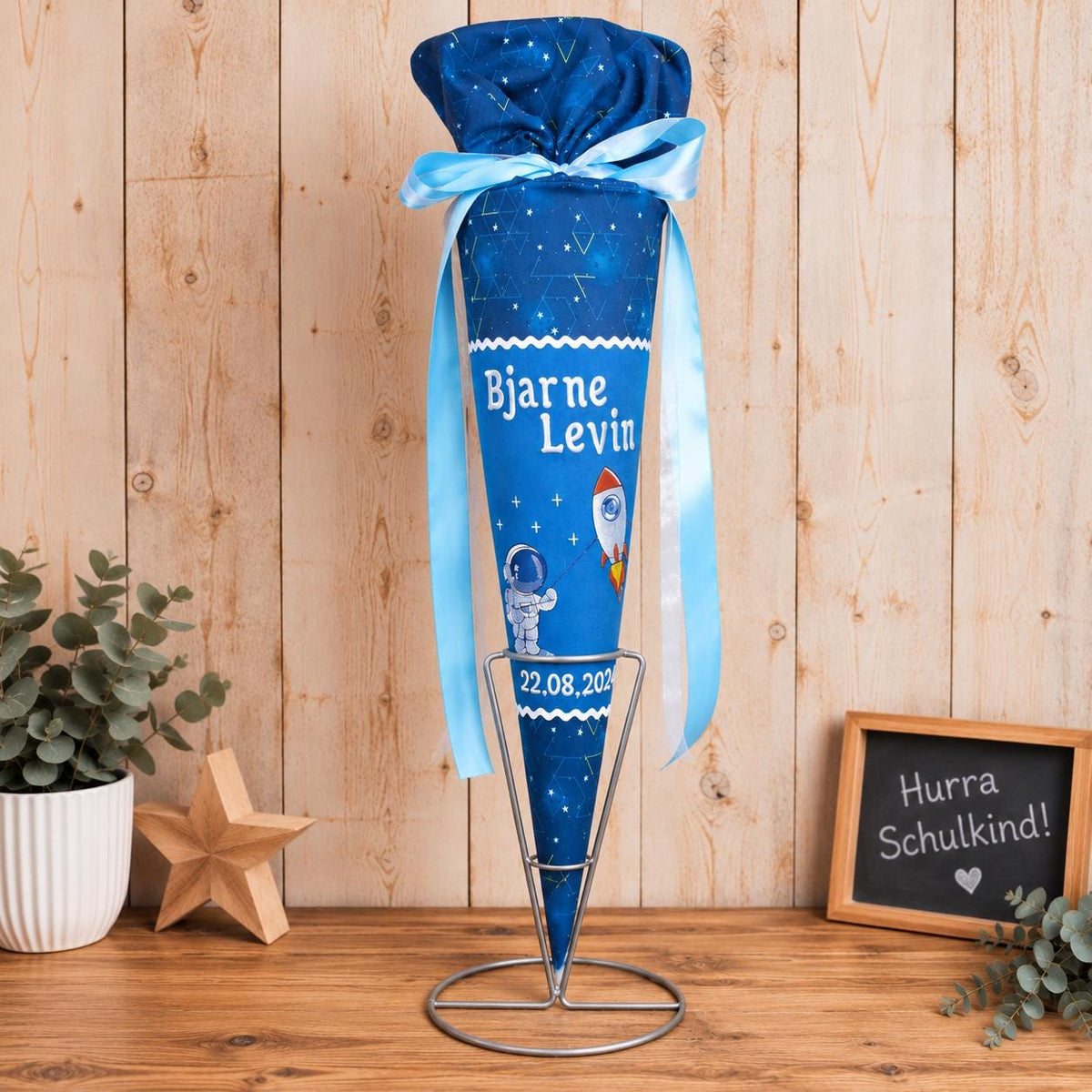 Schultüte passend zum Step by Step Starship Galactus, Weltraum Schultüte personalisiert, Stoff Zuckertüte Junge, Einschulung
