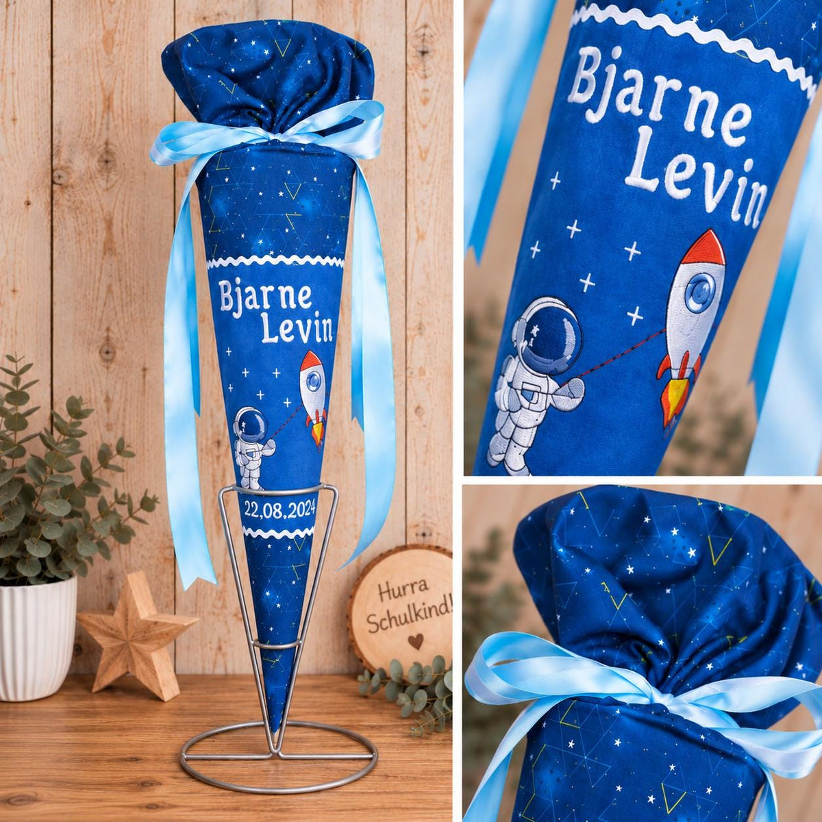 Schultüte passend zum Step by Step Starship Galactus, Weltraum Schultüte personalisiert, Stoff Zuckertüte Junge, Einschulung
