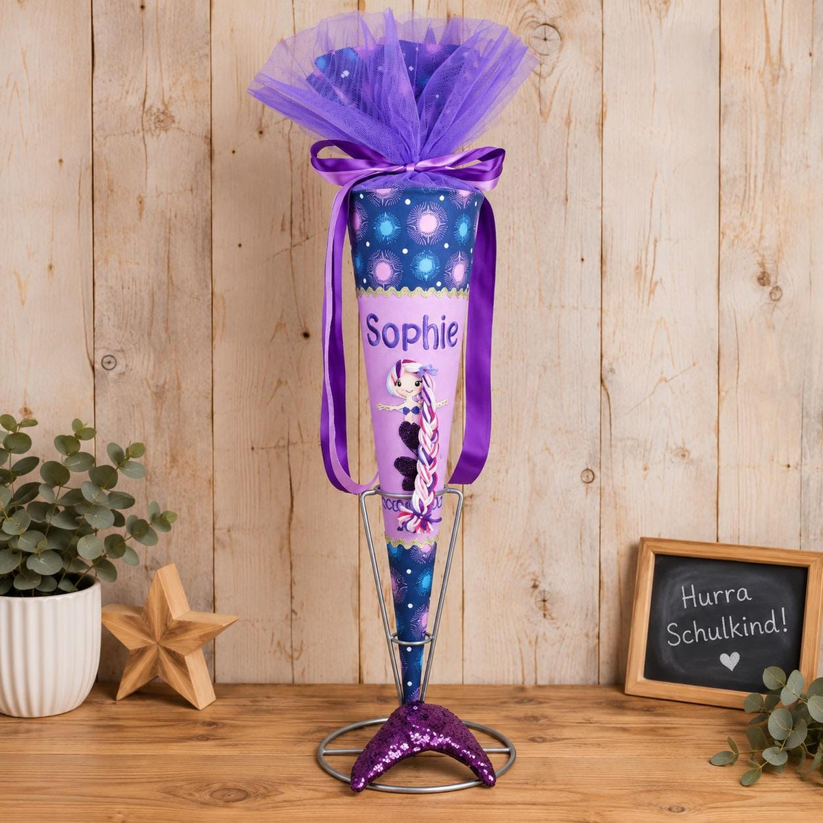 Personalisierte Schultüte Meerjungfrau passend zum Step by Step Mermaid Delia Schultüte mit Wunschnamen, Einschulung Mädchen