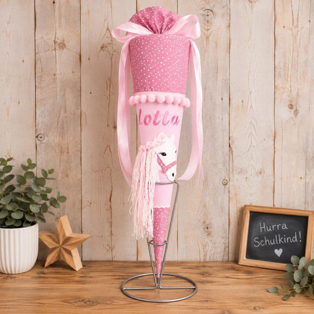 Schultüte Einhorn Mädchen personalisiert mit Name rosa Zuckertüte zur Einschulung Stoff Schultüte