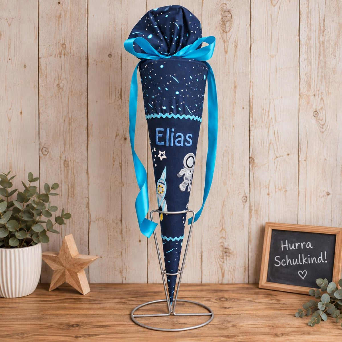Schultüte Weltraum Junge passend zum Step by Step Star Shuttle Elio personalisierte Zuckertüte mit Name Einschulung