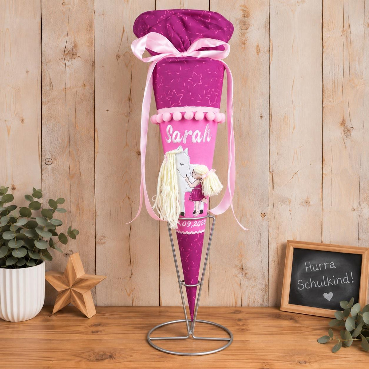 Schultüte passend zum Step by Step Pretty Unicorn Nuala, Pferde Schultüte personalisiert, Stoff Zuckertüte Mädchen, Einschulung