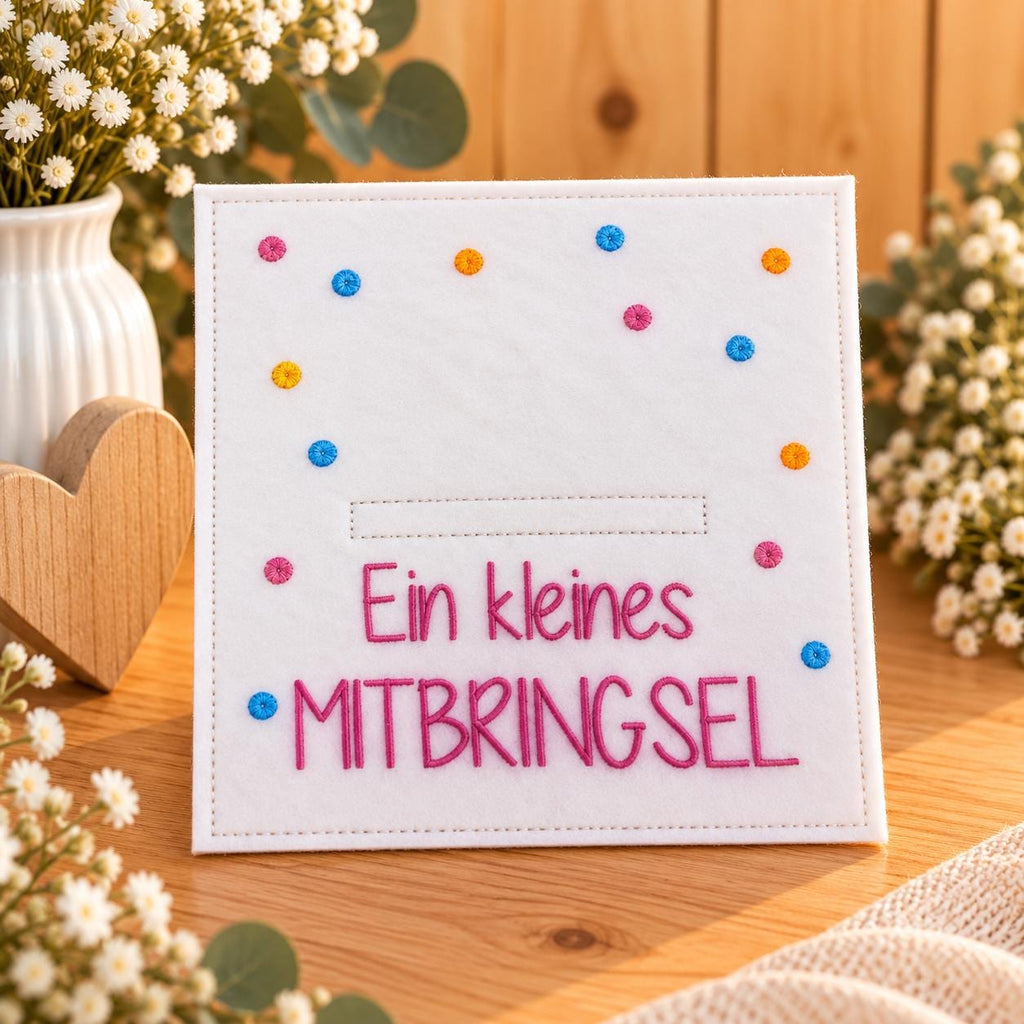 Wunscherfüller „Ein kleines Mitbringsel“, Geldgeschenk, Mitbringsel, kleine Aufmerksamkeit, Filzkarte, Geschenkidee