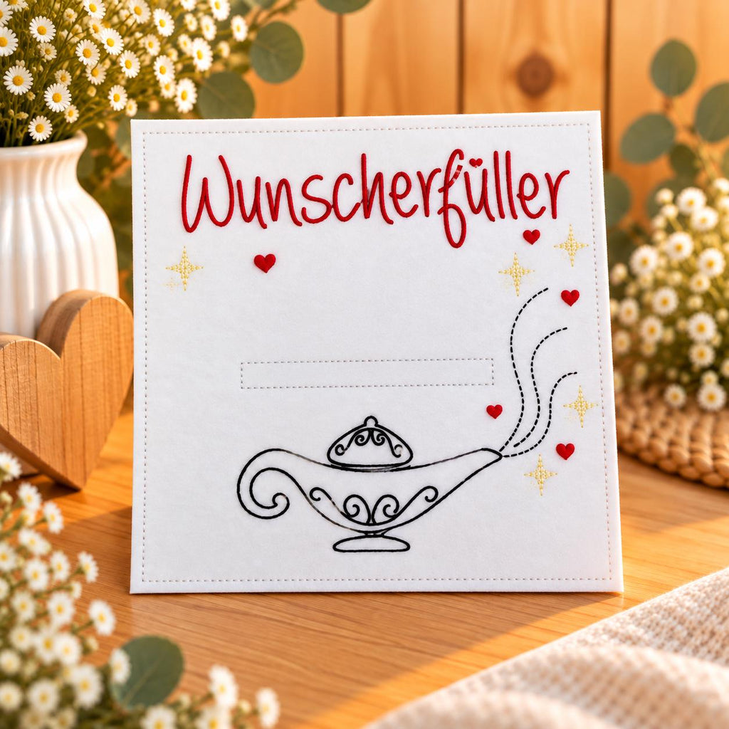 Wunscherfüller Geldgeschenk, Zauberlampe, Geldgeschenk Idee, Gutschein Geschenk, Filzkarte, Geschenkidee