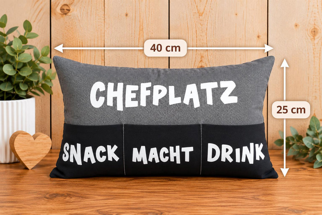 CHEFPLATZ Kissen mit Einstecktaschen, besondere Geschenkidee, Kissen mit Taschen, individuelles Geschenk für Sie & Ihn, Kuschelkissen