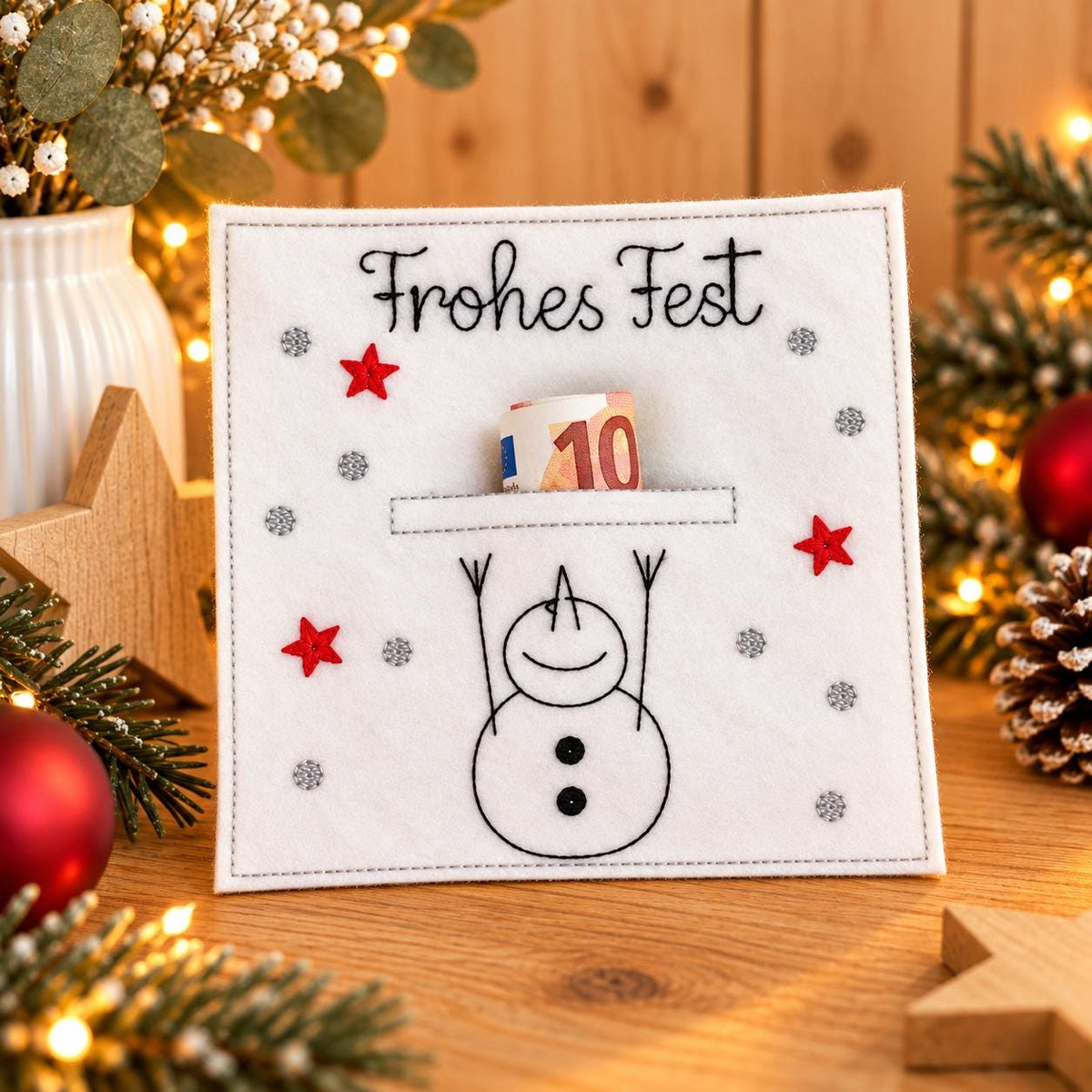 Wunscherfüller, Geldgeschenk Verpackung, Frohes Fest, Geldgeschenk, Geld schön verschenken, Geschenkverpackung, 12,5 x 12,5 cm