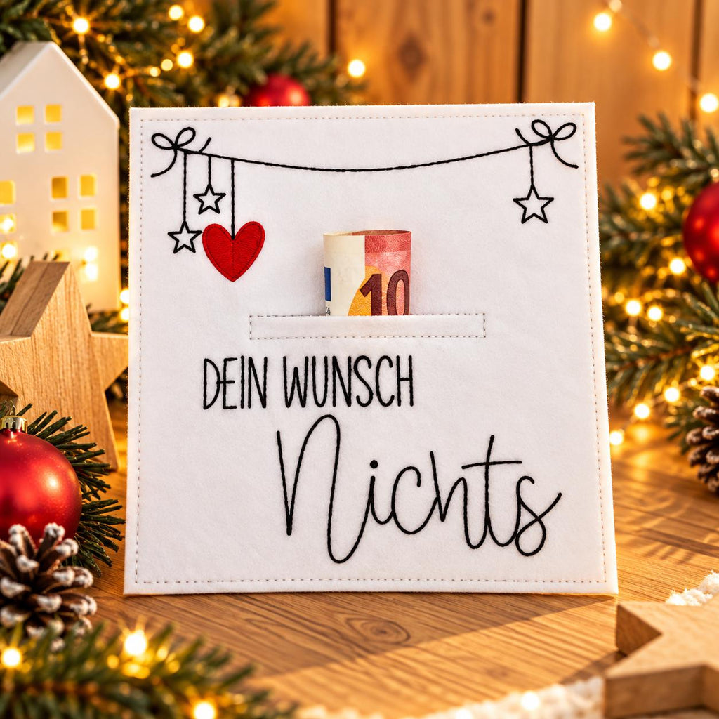 Wunscherfüller Weihnachten, Dein Wunsch nichts Geldgeschenk, Weihnachtsgeld, Geldgeschenkverpackung, Filzkarte, Weihnachtsgeschenk