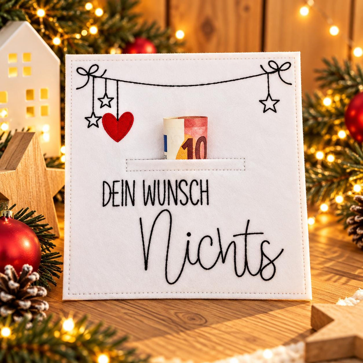 Wunscherfüller Weihnachten, Dein Wunsch nichts Geldgeschenk, Weihnachtsgeld, Geldgeschenkverpackung, Filzkarte, Weihnachtsgeschenk
