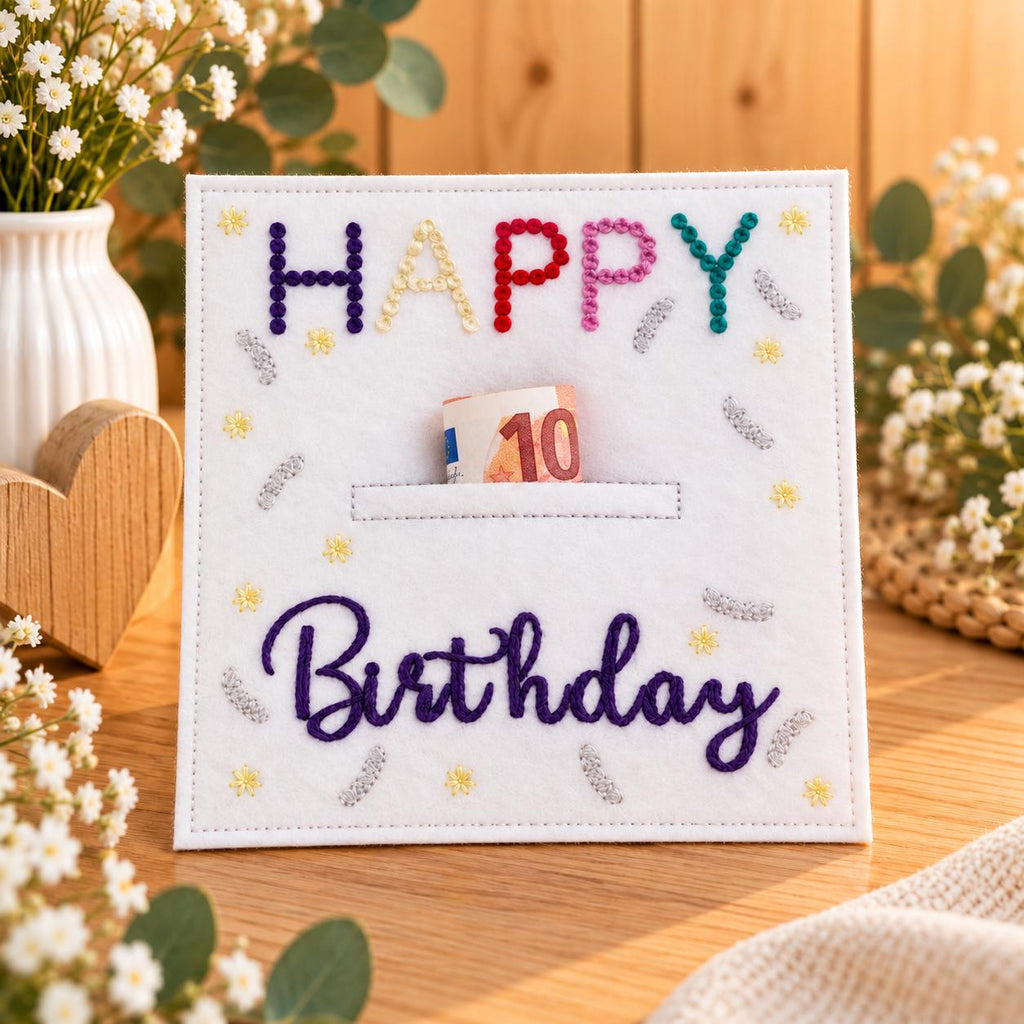 Wunscherfüller Geburtstag, Geldgeschenk, Happy Birthday, Geldgeschenkidee, Geburtstagsgeschenk, Gutschein Geschenk, Filzkarte