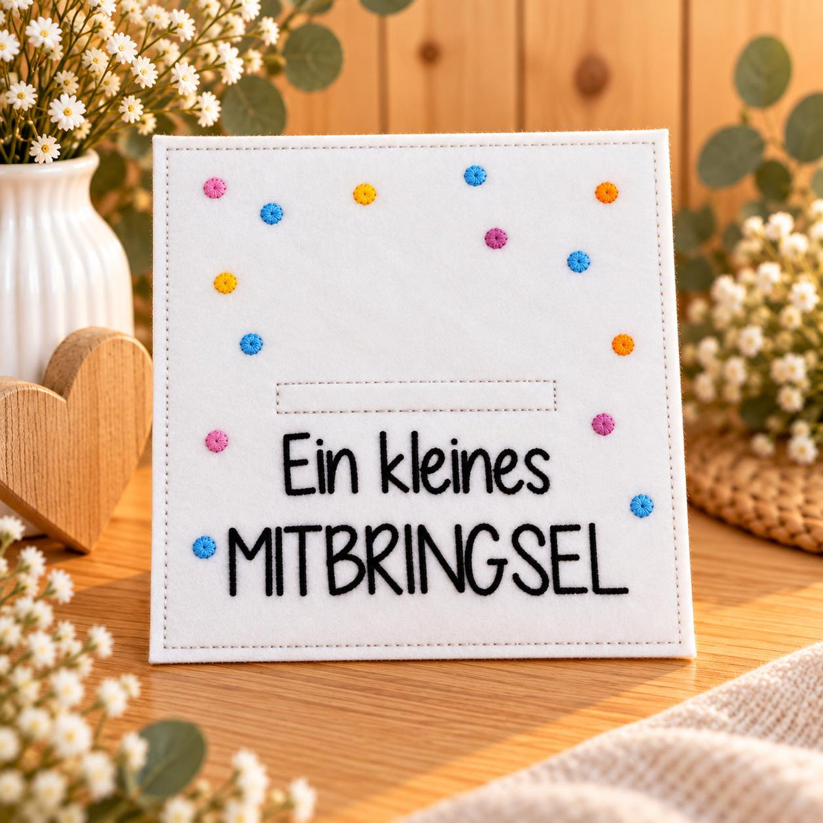 Wunscherfüller „Ein kleines Mitbringsel“, Geldgeschenk, Mitbringsel, kleine Aufmerksamkeit, Filzkarte, Geschenkidee