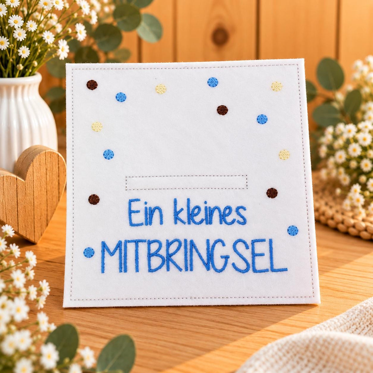Wunscherfüller „Ein kleines Mitbringsel“, Geldgeschenk, Mitbringsel, kleine Aufmerksamkeit, Filzkarte, Geschenkidee