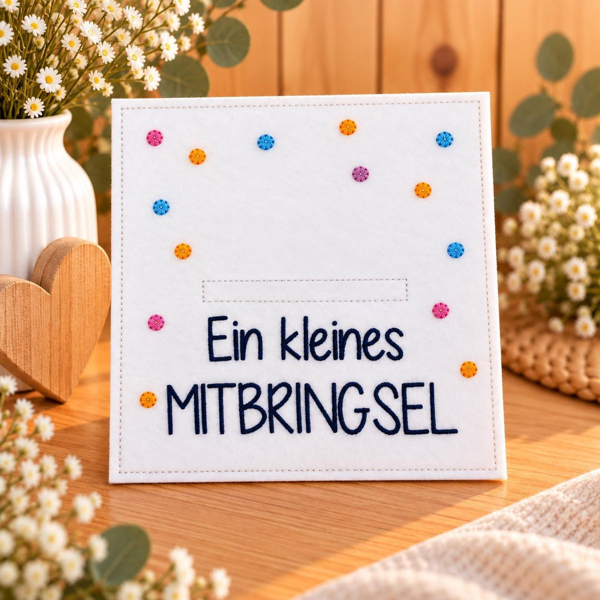 Wunscherfüller „Ein kleines Mitbringsel“, Geldgeschenk, Mitbringsel, kleine Aufmerksamkeit, Filzkarte, Geschenkidee