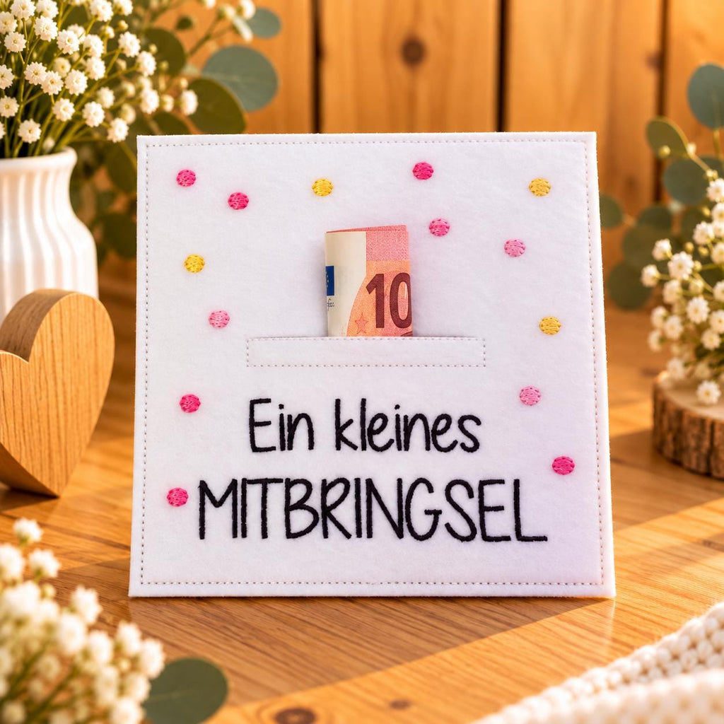 Wunscherfüller „Ein kleines Mitbringsel“, Geldgeschenk, Mitbringsel, kleine Aufmerksamkeit, Filzkarte, Geschenkidee