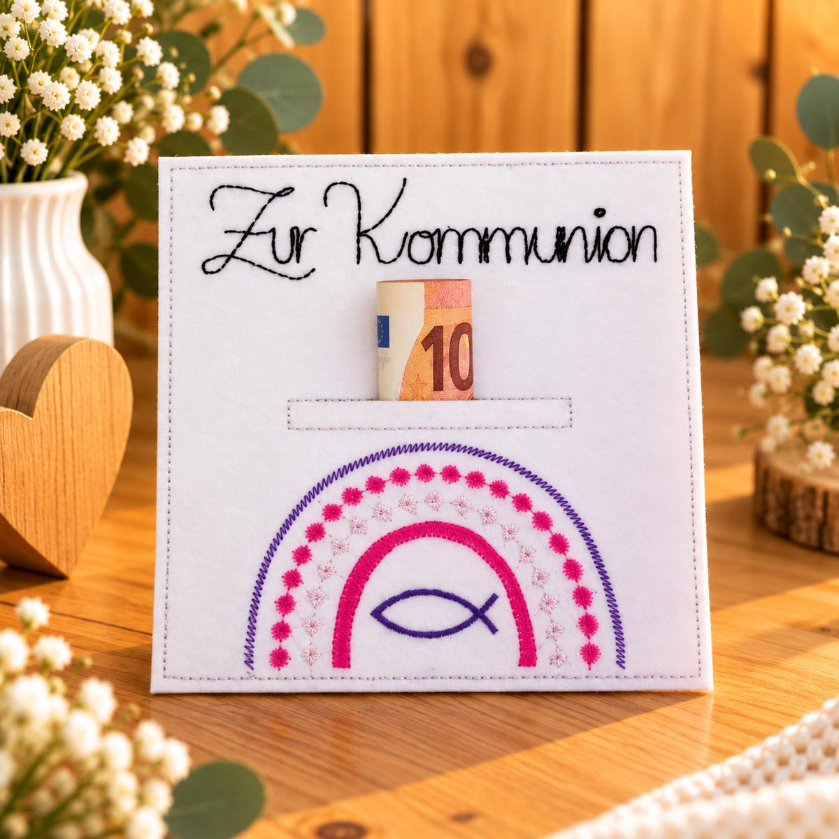 Wunscherfüller zur Kommunion, Geldgeschenk Kommunion, Kommunionsgeschenk, Geldgeschenk, Filzkarte