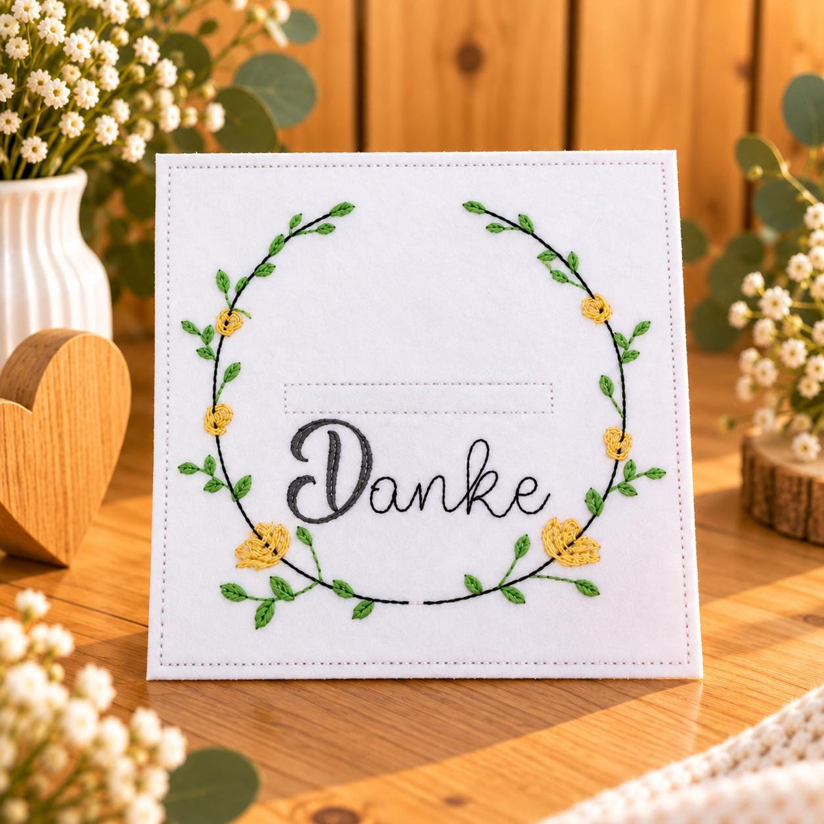 Wunscherfüller aus Filz, Gutschein Geschenk, Dankeschön Geschenk, Geldgeschenk Verpackung, Filz Geschenk, Blumenkranz, kleine Aufmerksamkeit