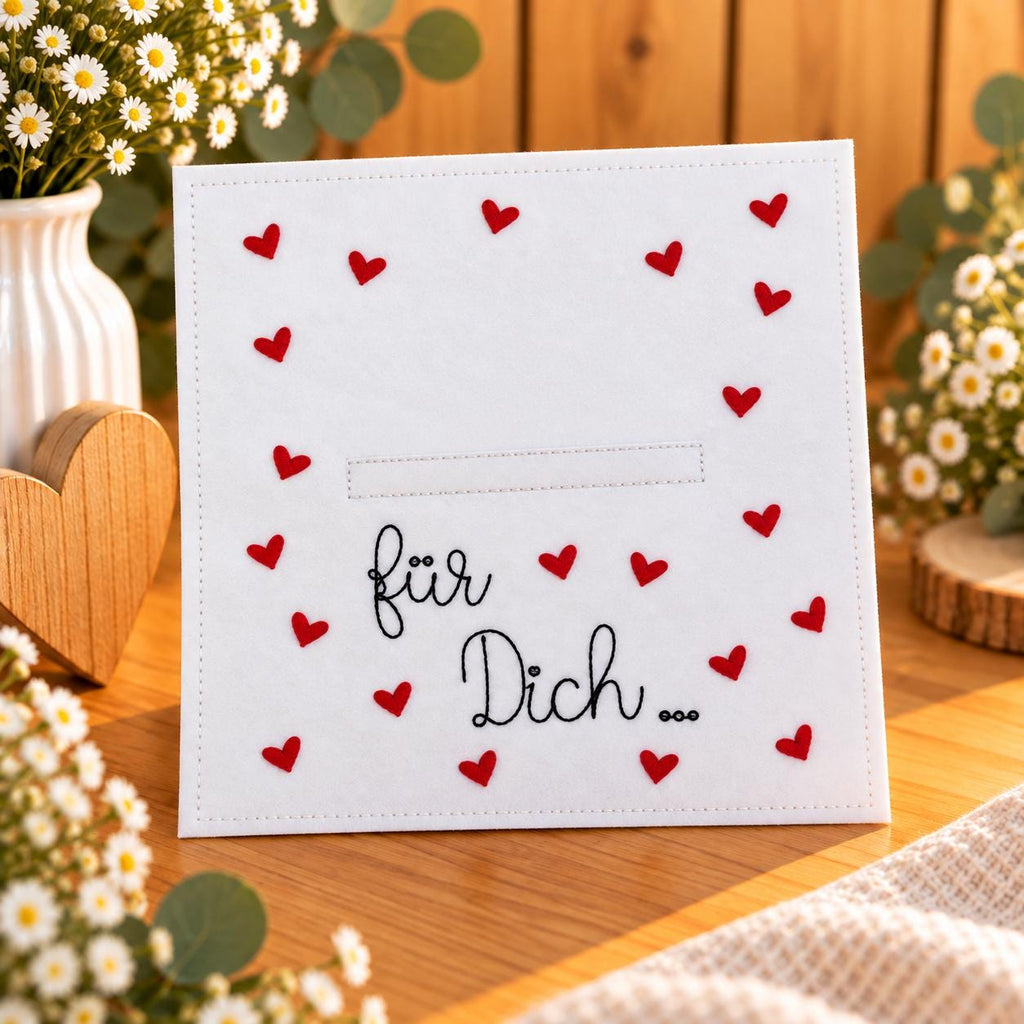 Wunscherfüller aus Filz, Geldgeschenk, Gutschein Geschenk, Für Dich, bestickte Filzkarte, Geldgeschenk Verpackung, kleine Aufmerksamkeit