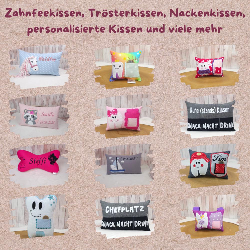 Personalisiertes Kissen mit Einstecktaschen, Namenskissen 40x40 cm, Handy Kissen mit Taschen, Geschenk für Männer und Frauen