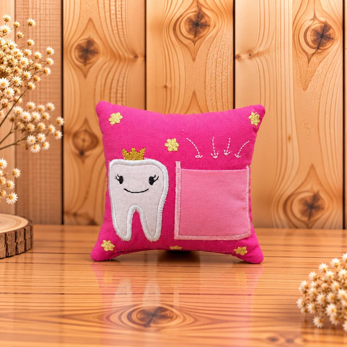 Zahnfeekissen, Zahnfee Kissen für Kinder, Zahnkissen mit Zahntasche, Zahnfee Geschenk, Milchzahn Kissen, handgemacht, Geschenk für Mädchen