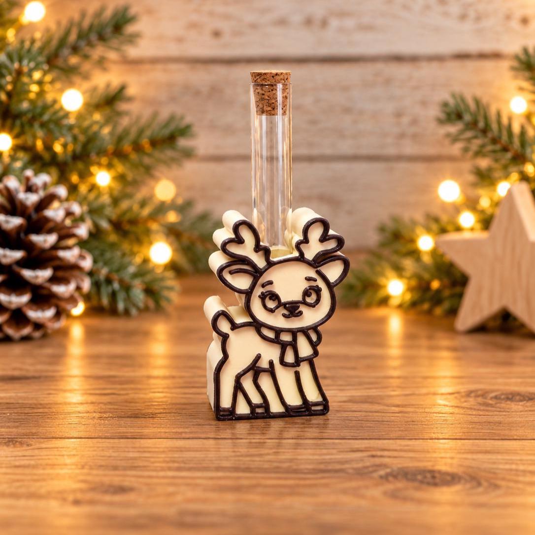 Rentier Reagenzglas Halter STL & 3MF, 3D Druckdatei für Geldgeschenke, Weihnachtsdeko, kommerzielle Lizenz inklusive