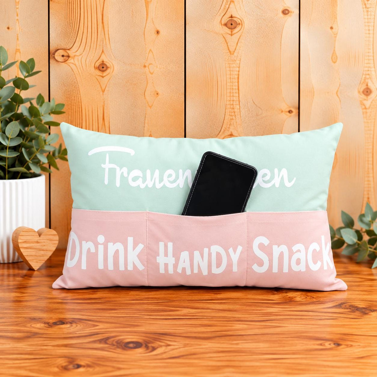 Kissen mit Einstecktaschen, besondere Geschenkidee, praktisches Kuschelkissen, Snackkissen mit Taschen