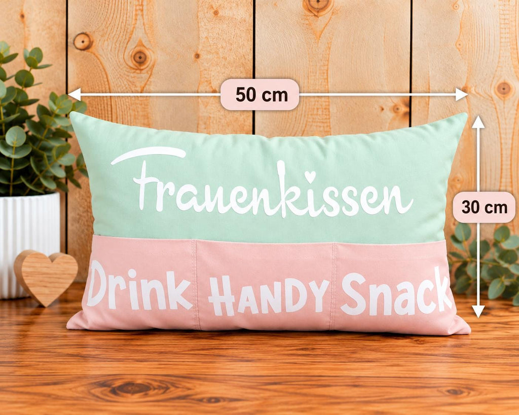 Kissen mit Einstecktaschen, besondere Geschenkidee, praktisches Kuschelkissen, Snackkissen mit Taschen